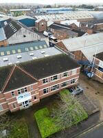 Aerial View of Central City Centre Elstree Uxbridge London City of England, Great Britain. It Was Rainy and Cloudy Day with Strong Winds over England, Drone's Camera view Captured on April 4th, 2024 photo