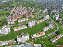 High Angle View of Most Beautiful and Attractive British Tourist Attraction of Brighton seaside resort and Beach City of East Sussex, England GB. Footage Captured with Drone's Camera on May 9th, 2024 photo