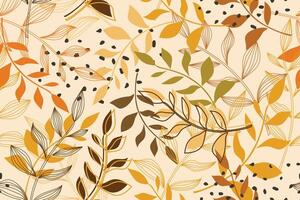 Autumn foliage of colored leaves and branches form a botanical seamless pattern. vector