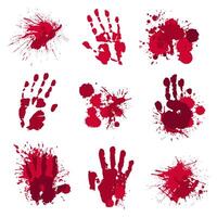 Handprints with Droplets and Splatters modern collection on White Background vector