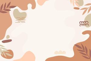 Neutral organic shapes modern background. Minimal banner with organic curvy shapes and leaves for advertising, ads, presentations, social media vector