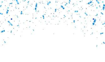 Blue color confetti. Falling shiny blue confetti isolated on background. Bright festive tinsel of blue color. Luxury greeting rich card. vector
