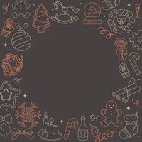 Christmas card template with doodle elements vector