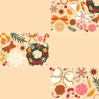 Christmas horizontal banners. Christmas web banner with DIY wreath, Christmas sock and festive decorations vector