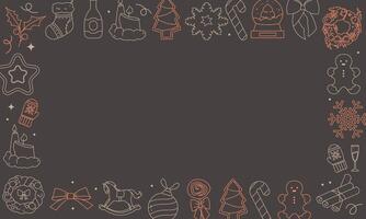 Christmas rectangular frame with doodle elements vector