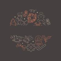 Christmas round background with doodle elements vector
