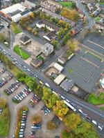 Manchester City During Autumn Season and Cloudy Day over England Great Britain. High Angle Drone's Camera Footage was Captured on October 29th, 2024 photo