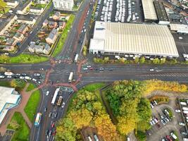 Manchester City During Autumn Season and Cloudy Day over England Great Britain. High Angle Drone's Camera Footage was Captured on October 29th, 2024 photo