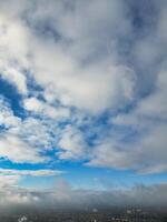 Manchester City During Autumn Season and Cloudy Day over England Great Britain. High Angle Drone's Camera Footage was Captured on October 29th, 2024 photo