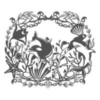 Silhouettes Cutting files nautical, seaside and ocean design vector