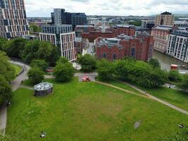An Aerial View of Buildings at Central Bristol City of Southwest of England, United Kingdom. May 27th, 2024. The High Angle Footage Was Captured with Drone's Camera from High Altitude. photo