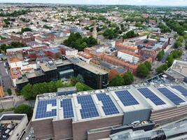 An Aerial View of Buildings at Central Bristol City of Southwest of England, United Kingdom. May 27th, 2024. The High Angle Footage Was Captured with Drone's Camera from High Altitude. photo