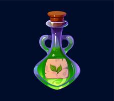 Witch magic potion bottle, Halloween elixir vial vector