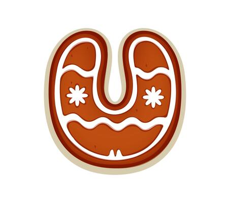 Christmas gingerbread cookie font, letter U type