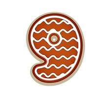 Christmas font, gingerbread cookie number 9 type vector