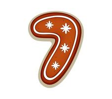 Gingerbread Christmas font type, cookie number 7 vector