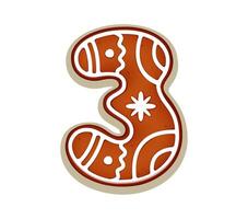 Christmas gingerbread font type, cookie number 3 vector