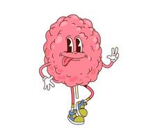 Cotton candy funny groovy hippie dessert character vector