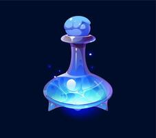 Potion bottle with ice and frost, magic elixir vector