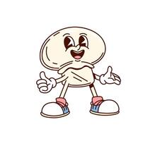 Groovy champignon mushroom vegetable character vector
