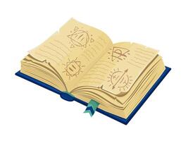 Medieval ancient alchemy or spell book game icon vector