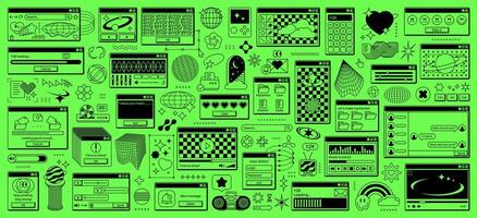 Rave y2k computer window page interface, retro UI vector