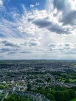 High Angle View of Historical Bath City of England United Kingdom During Partially Cloudy Day of May 27th, 2024, Aerial Footage Was Captured with Drone's Camera During Bright Sunny Day photo