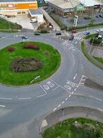 Aerial View of Bedford City of Bedfordshire, England UK During Windy and Cloudy Day. April 5th, 2024. High Angle Footage Was Captured with Drone's Camera. photo