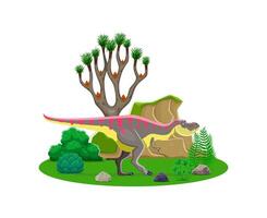 Tarbosaurus prehistoric dino character in forest vector