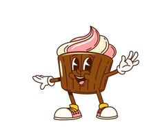 Groovy valentine cake character with frosting vector