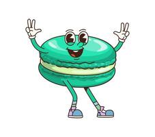 Groovy green macaroon cartoon character vector