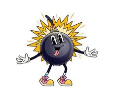 Exploding bomb cheerful groovy character vector