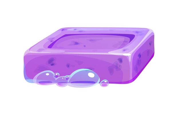 Cartoon lavender soap, isolated purple bar