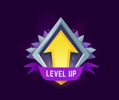 Level up award or prize badge game asset vector