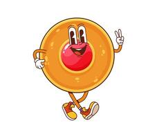 Cartoon funny groovy crumbly cookie character vector