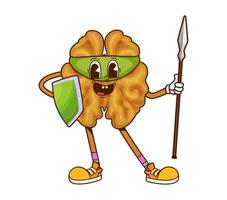 Groovy walnut nut superhero warrior character vector