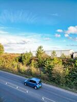 Aerial view of North Luton City of England UK. Aerial Footage Was Captured with Drone's Camera on October 17th, 2024 at Just Before Sunset Time. photo