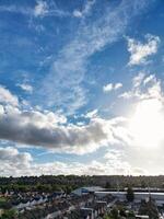 Aerial view of North Luton City of England UK. Aerial Footage Was Captured with Drone's Camera on October 17th, 2024 at Just Before Sunset Time. photo