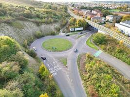 Aerial view of North Luton City of England UK. Aerial Footage Was Captured with Drone's Camera on October 17th, 2024 at Just Before Sunset Time. photo