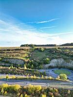 Aerial view of North Luton City of England UK. Aerial Footage Was Captured with Drone's Camera on October 17th, 2024 at Just Before Sunset Time. photo