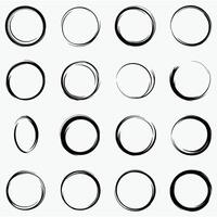Exploring Artistic Diversity Through Hand-Drawn Circles A Collection of 16 Unique Designs Showcasing Various Tec vector