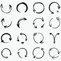 Comprehensive Collection of Circular Arrow Designs Showcasing Various Styles and Patterns in a Grid Layout Perfect for Illustrating Cycles Processes and Continuous Motion in Graphic Design and Icon vector