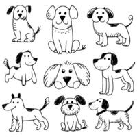 Playful Cartoon Dog Illustrations Showcasing a Variety of Unique and Adorable Dog Designs in Different Poses, Highlighting the Charm and Diversity of Man's Best Friend in a Fun vector