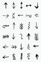 A set of different arrows drawn in black ink vector