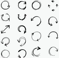 Creative Collection of Circular Arrow Designs Showcasing Various Styles and Patterns in a Grid Layout Perfect for Illustrating Cycles Processes and Continuous Motion in Graphic Design vector