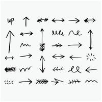 A Diverse Collection of 30 Hand-Drawn Arrow Illustrations Showcasing Various Styles, Directions, and Designs Perfect for Diagrams, Illustrations, Graphic Design, and Visual Content Highlighting vector