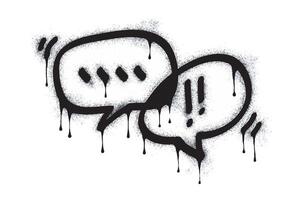 Set of Spray painted graffiti Speech bubble in black over white. bubble drip symbol. isolated on white background. vector