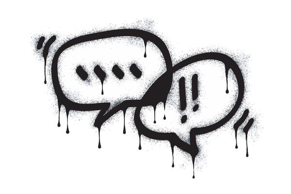 Set of Spray painted graffiti Speech bubble in black over white. bubble drip symbol. isolated on white background.