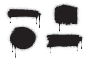 Set of graffiti Spray painted lines and Drips Black ink splatters isolated on white background. vector
