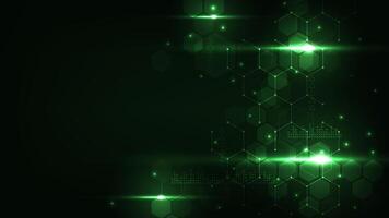 Hexagon shape abstract futurisit hi tech technology dark green background. vector